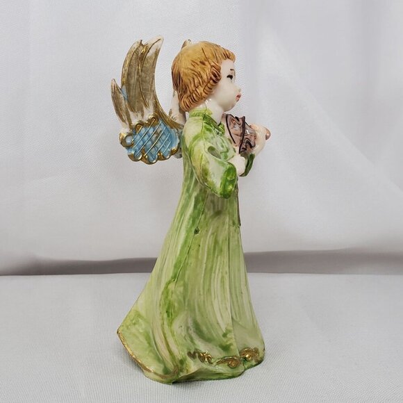 VTG Fontanini Plastic Depose Italy Angel #163 Green Figurine Playing Violin - Picture 8 of 8